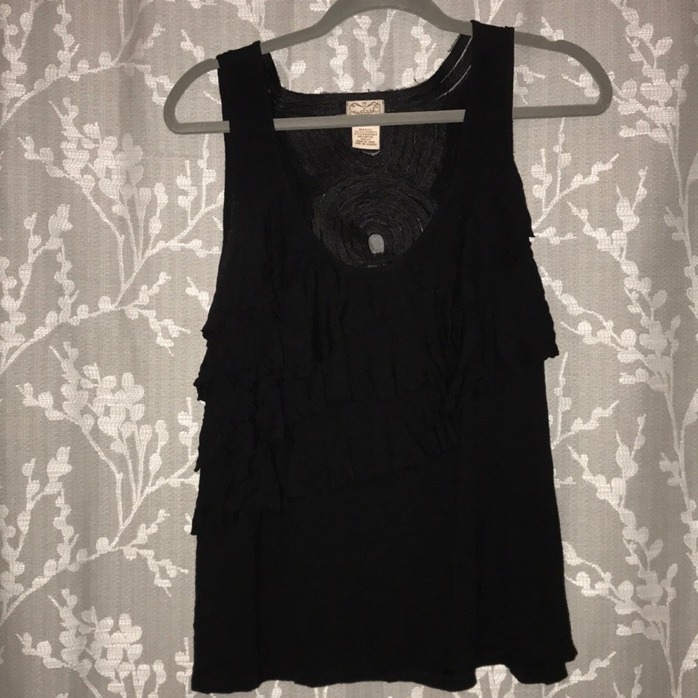 Black tank with gold embellishment on back